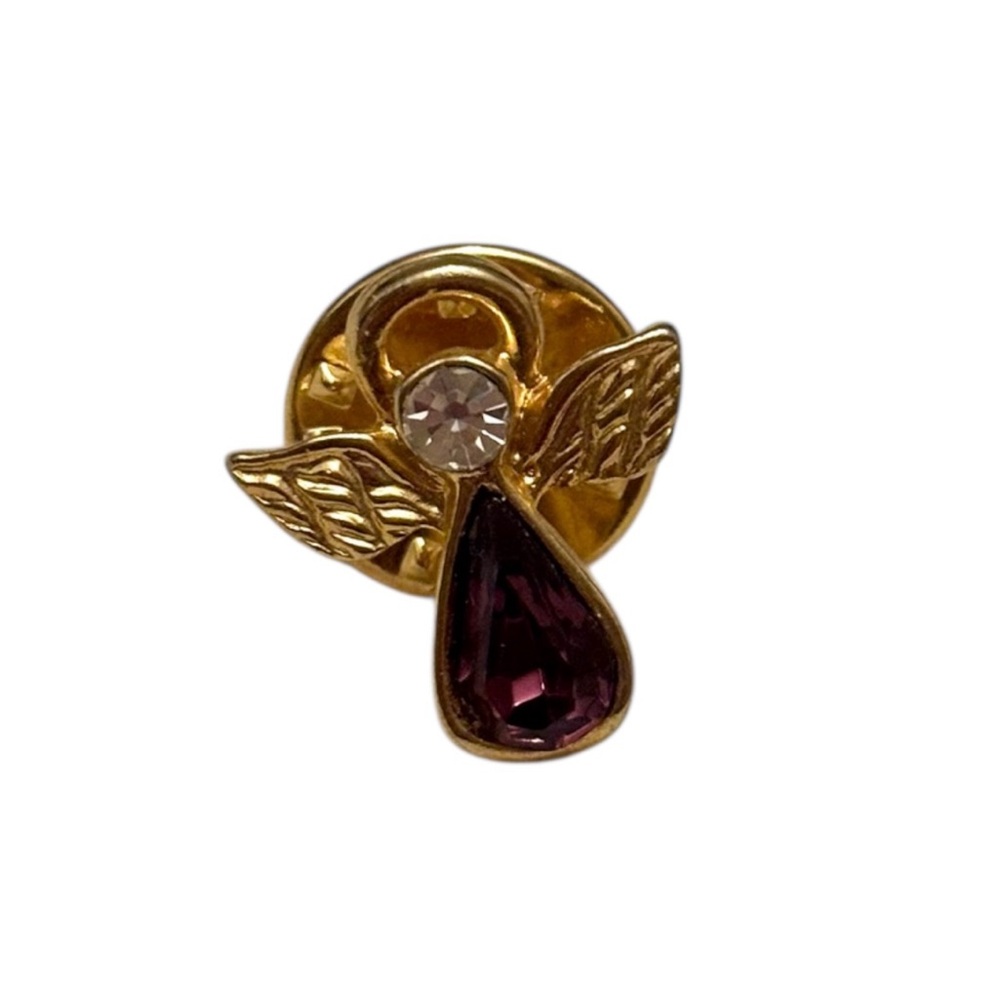 Gold and Purple Angel Pin Vintage Amethyst